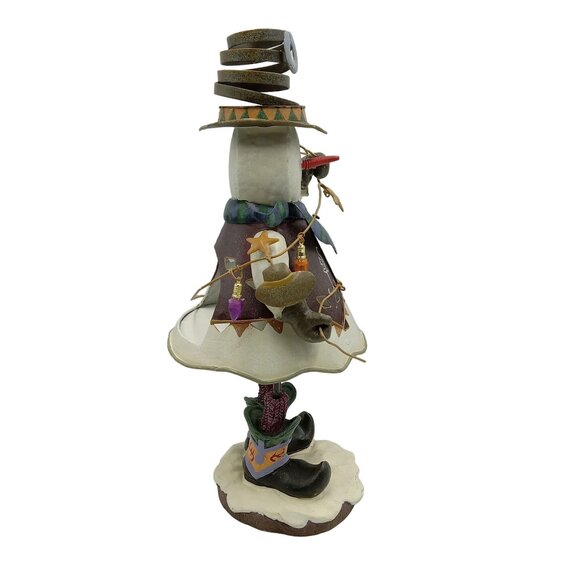 Metal Snowman Cowboy Tea Light Candle Holder Figurine Whimsical Design - Picture 4 of 9